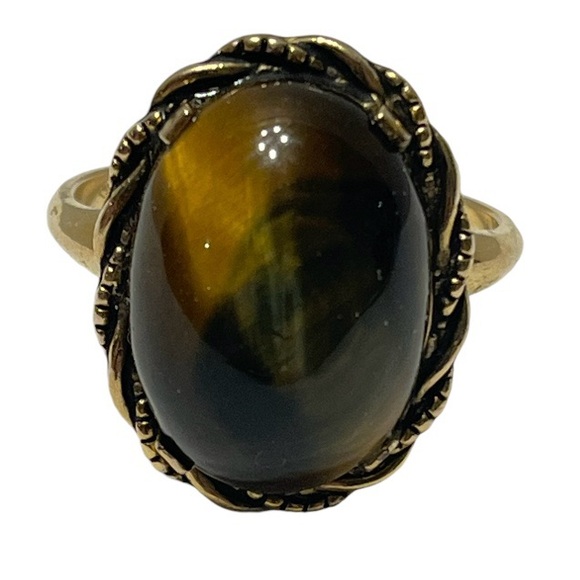 10K Gold Filled Tiger Eye Ring. Size 8.5. Pre Owned. - Picture 1 of 3